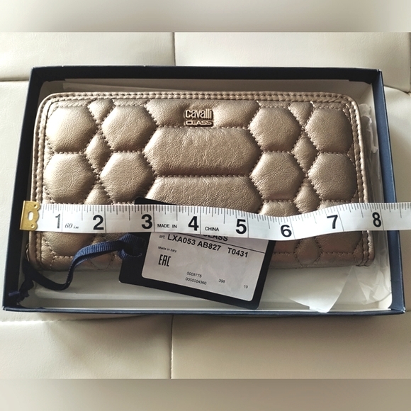 NWT in Box Roberto Cavalli Class Bronze Quilted Wallet - Picture 9 of 15